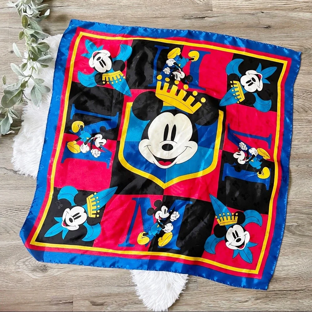 Vintage Mickey & Co Scarf King Crown Disney Collectible Memorabilia